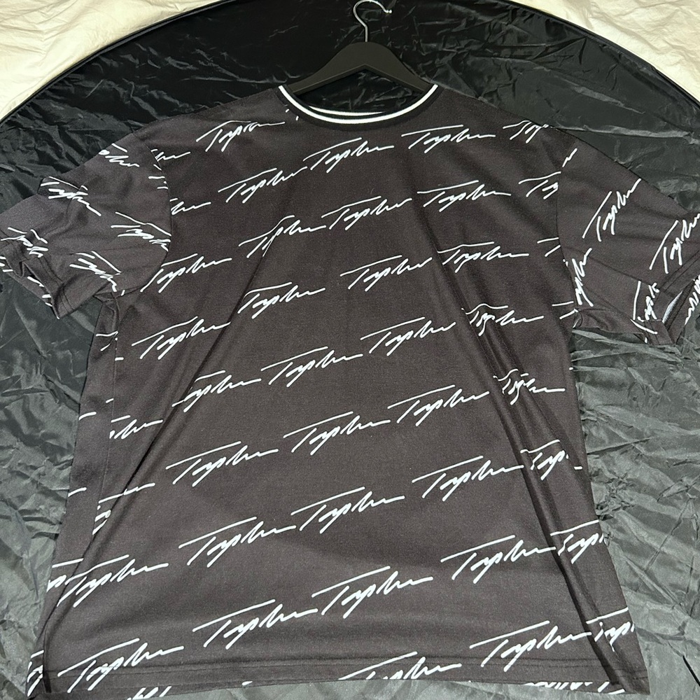 Topman Black Script Print Men's Tee